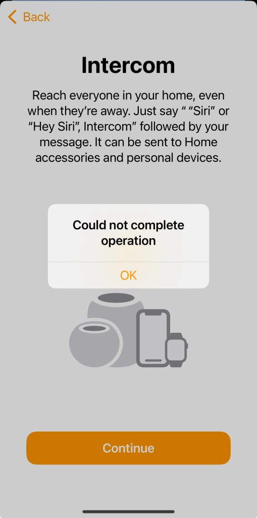 HomeKit Could Not Complete Operation