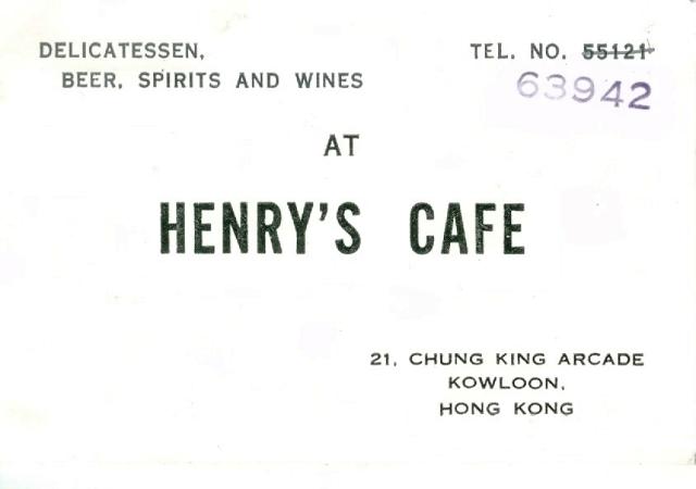 Henry's Cafe HK Taxi Card
